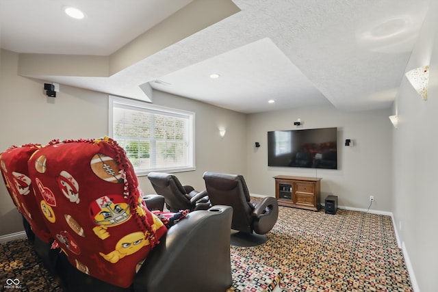 16802 Oak Manor Dr, Westfield, IN 46074 - cinema featuring baseboards, recessed lighting, carpet floors, and a textured ceiling