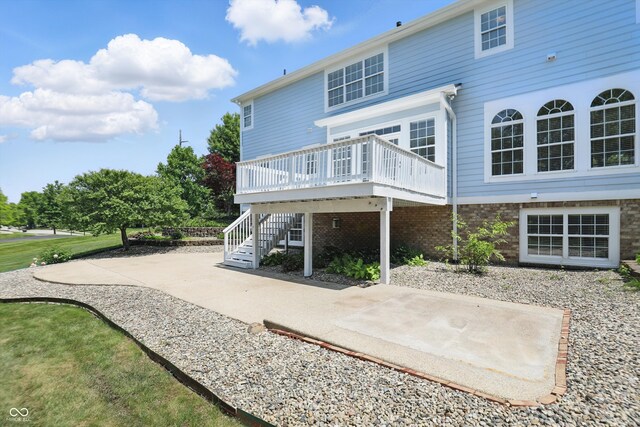 16802 Oak Manor Dr, Westfield, IN 46074 - rear view of property featuring a wooden deck, stairway, and a patio area