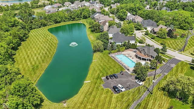 16802 Oak Manor Dr, Westfield, IN 46074 - aerial perspective of suburban area with a nearby body of water and a pool