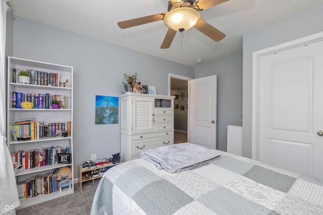 1696 Woodfield Dr, Greenwood, IN 46143 - carpeted bedroom with ceiling fan