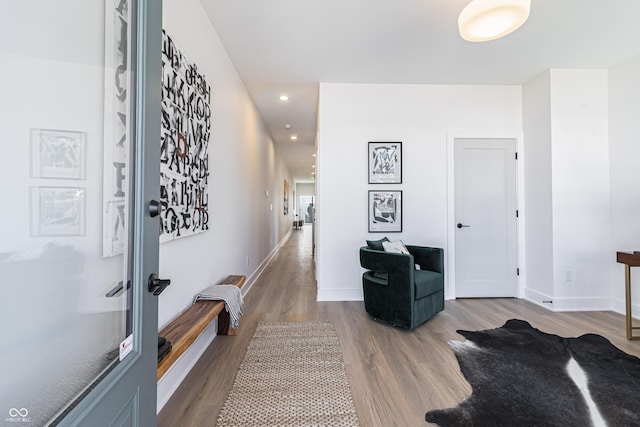 2051 Columbia Ave, Indianapolis, IN 46202 - hall with wood finished floors, recessed lighting, and baseboards