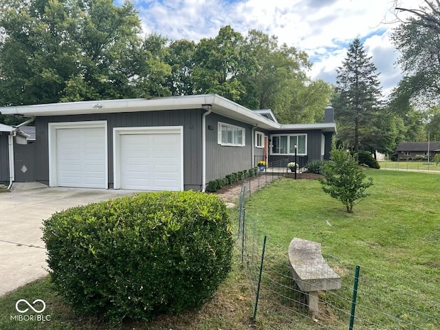 6805 Twin Brooks Dr, Indianapolis, IN 46227 - ranch-style house featuring driveway, a chimney, and a garage