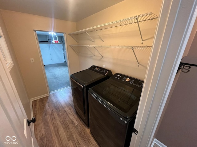 6805 Twin Brooks Dr, Indianapolis, IN 46227 - washroom featuring separate washer and dryer and wood finished floors