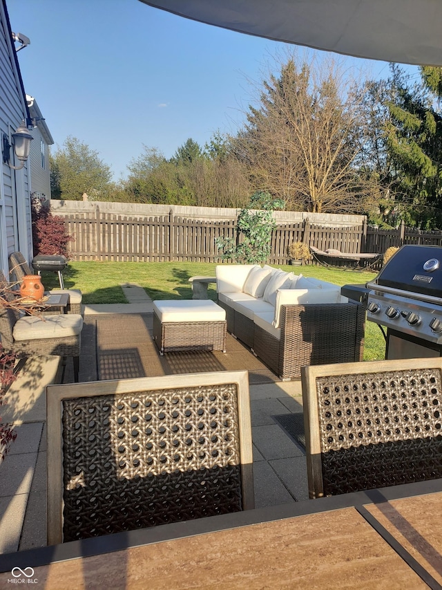 10197 Apple Blossom Cir, Fishers, IN 46038 - view of patio with an outdoor hangout area and a grill