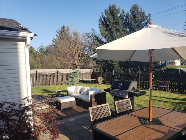 10197 Apple Blossom Cir, Fishers, IN 46038 - view of patio / terrace featuring outdoor dining area, outdoor lounge area, and a grill
