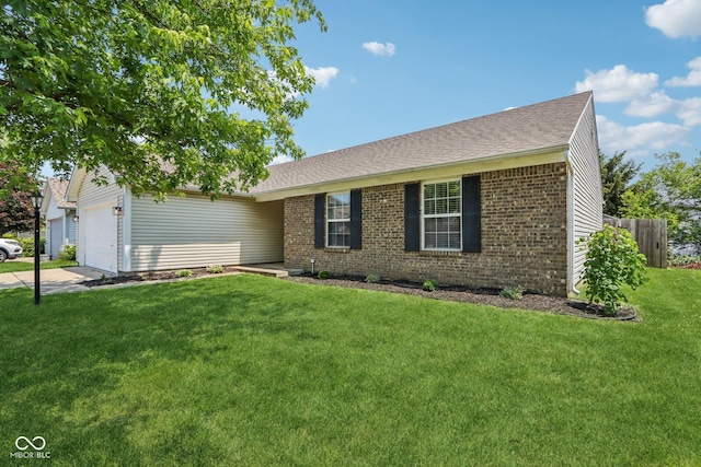 17357 Austrian Pine Way, Westfield, IN 46074 - ranch-style home with brick siding, driveway, an attached garage, and roof with shingles