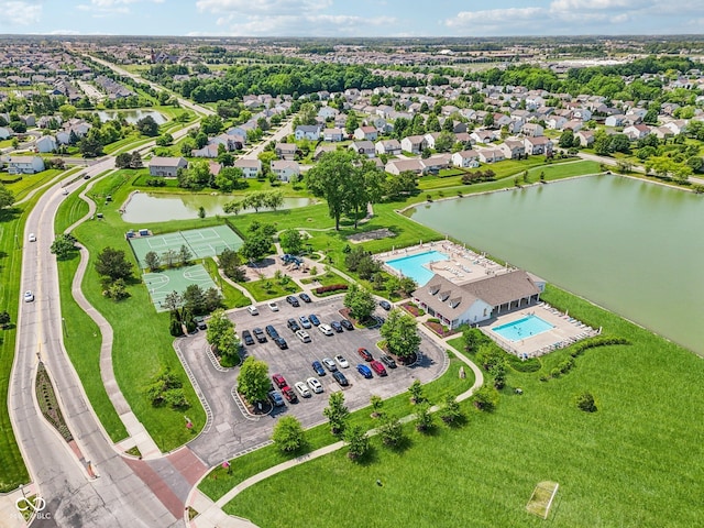 17357 Austrian Pine Way, Westfield, IN 46074 - drone / aerial view of a pool and a large body of water