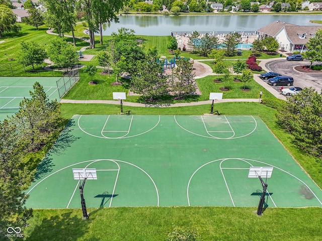17357 Austrian Pine Way, Westfield, IN 46074 - view of sport court featuring a water view, a yard, and community basketball court