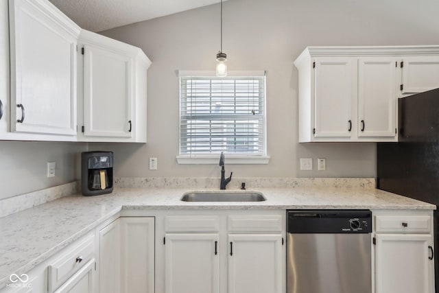 17357 Austrian Pine Way, Westfield, IN 46074 - kitchen featuring stainless steel dishwasher, a sink, and white cabinetry