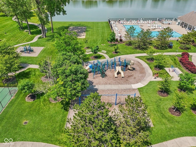 17357 Austrian Pine Way, Westfield, IN 46074 - bird's eye view of a park, a pool, and a nearby body of water