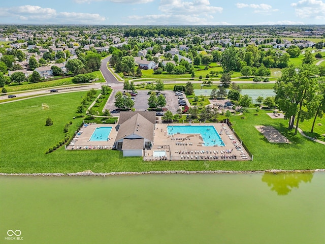 17357 Austrian Pine Way, Westfield, IN 46074 - aerial view of a pool area and a large body of water