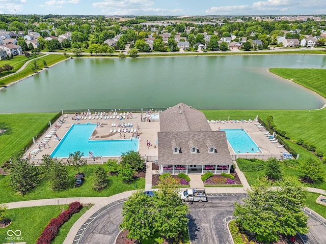 17357 Austrian Pine Way, Westfield, IN 46074 - bird's eye view of a pool area and a nearby body of water