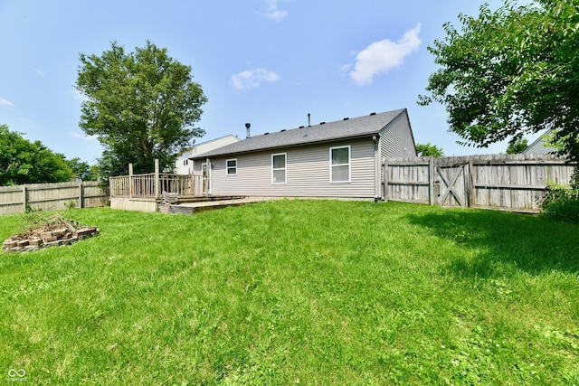 3429 Pavetto Ln, Indianapolis, IN 46203 - back of house with a fenced backyard, a deck, and a gate