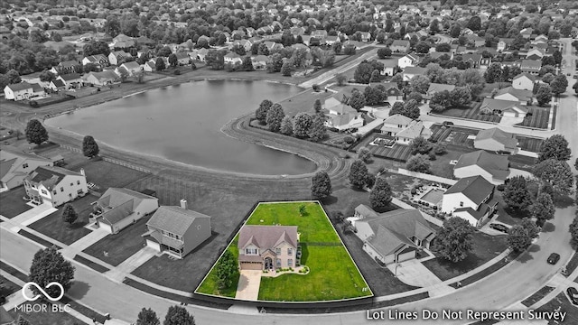 2434 Burgundy Way, Plainfield, IN 46168 - aerial view of residential area with property boundaries highlighted and a nearby body of water