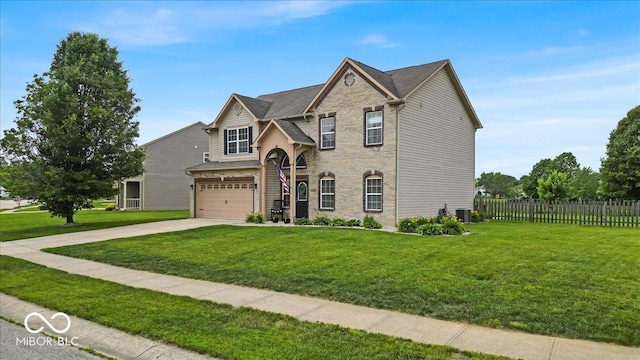 2434 Burgundy Way, Plainfield, IN 46168 - traditional-style home with driveway, cooling unit, a garage, and brick siding