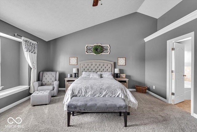 2434 Burgundy Way, Plainfield, IN 46168 - bedroom featuring carpet floors, baseboards, lofted ceiling, and a ceiling fan