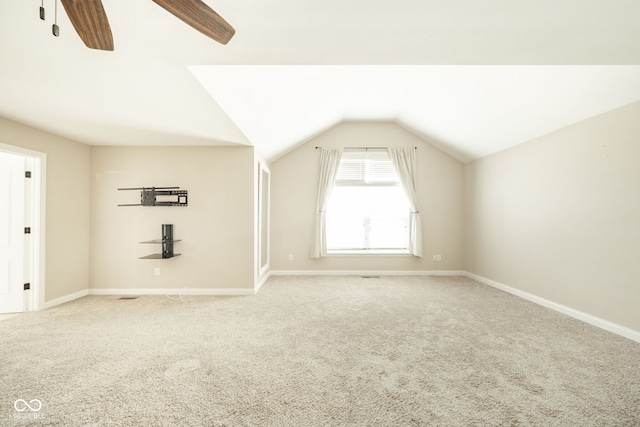 10555 Serra Vista Pt, Fishers, IN 46040 - bonus room with carpet flooring, vaulted ceiling, a ceiling fan, and baseboards