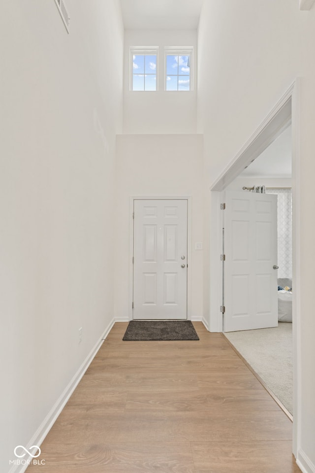 1026 Sorrell Pass, Greenwood, IN 46143 - foyer entrance featuring wood finished floors, a high ceiling, and baseboards