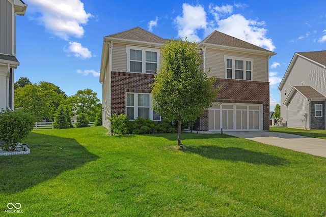 1026 Sorrell Pass, Greenwood, IN 46143 - traditional home featuring brick siding, driveway, a garage, and a front lawn