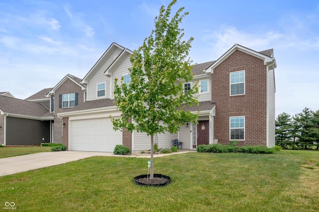 5794 Wintersweet Ln, Whitestown, IN 46075 - traditional-style house with driveway, brick siding, a front lawn, and an attached garage