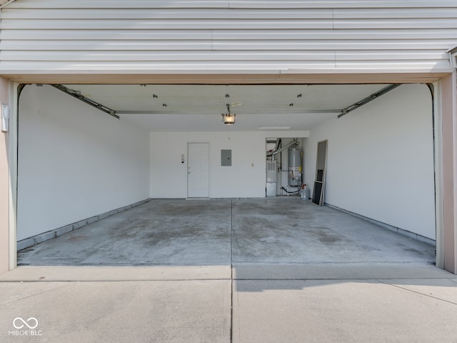 824 Ashton Park Dr, Greenwood, IN 46143 - garage with water heater, electric panel, and a garage door opener