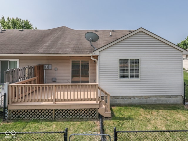 824 Ashton Park Dr, Greenwood, IN 46143 - back of property with a deck and a shingled roof