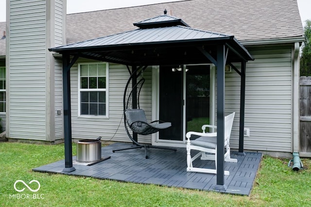 12157 Longstraw Dr, Indianapolis, IN 46236 - back of property featuring a gazebo, a lawn, and a shingled roof