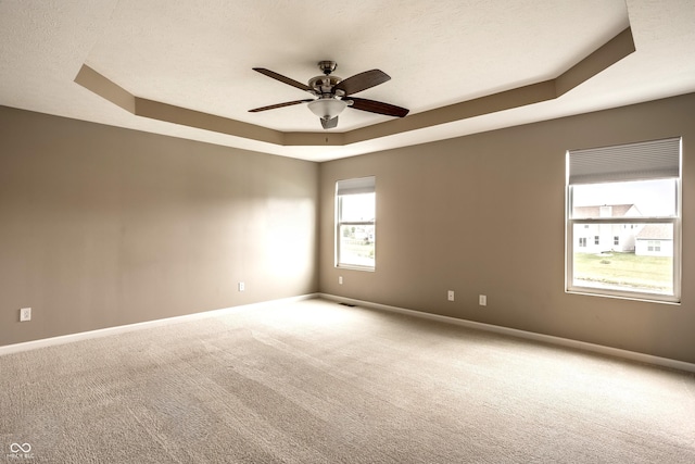6114 Pebblebrooke Rd, Whitestown, IN 46075 - unfurnished room featuring a raised ceiling, ceiling fan, carpet flooring, and baseboards