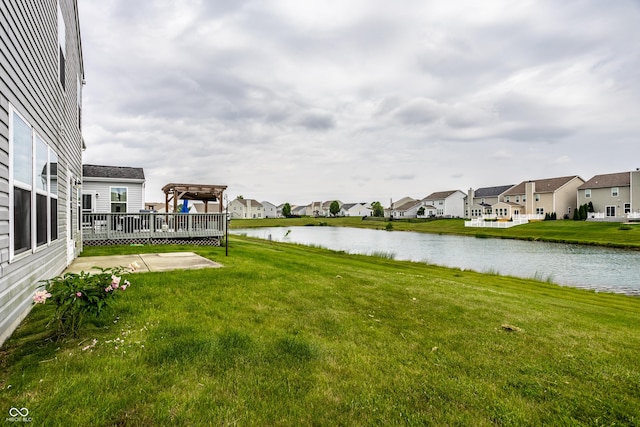 6114 Pebblebrooke Rd, Whitestown, IN 46075 - view of grassy yard with a residential view, a patio area, a water view, and a gazebo