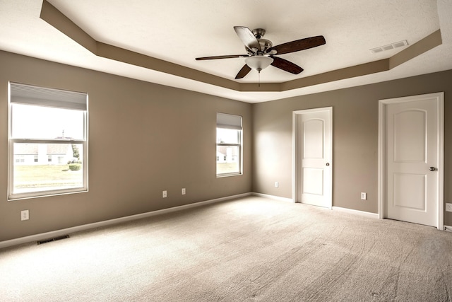 6114 Pebblebrooke Rd, Whitestown, IN 46075 - spare room with a raised ceiling, carpet flooring, ceiling fan, and baseboards