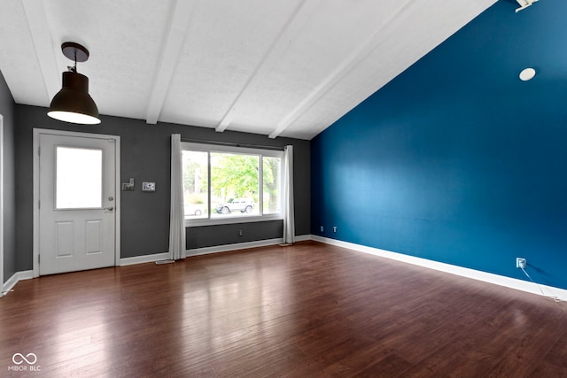 4718 Dancer Dr, Indianapolis, IN 46237 - unfurnished living room featuring dark wood-type flooring and baseboards