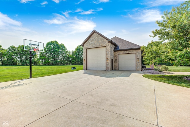 4181 Whitetail Woods Dr, Bargersville, IN 46106 - view of home's exterior featuring a yard, brick siding, concrete driveway, and stone siding