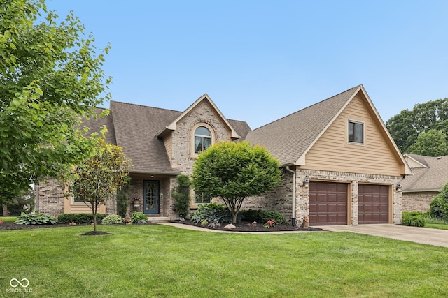 6983 White Oak Dr, Avon, IN 46123 - view of front facade with brick siding, concrete driveway, an attached garage, and a front yard