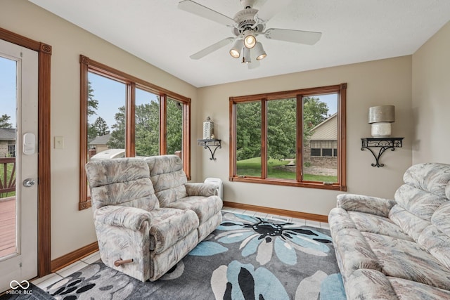 6983 White Oak Dr, Avon, IN 46123 - living area with baseboards and ceiling fan