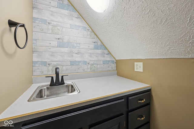 6983 White Oak Dr, Avon, IN 46123 - bar with a sink, vaulted ceiling, and a textured ceiling