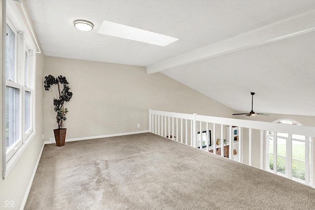 7430 Railway Ct, Indianapolis, IN 46256 - spare room featuring carpet, a skylight, ceiling fan, and baseboards