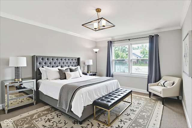 7430 Railway Ct, Indianapolis, IN 46256 - bedroom with a chandelier, baseboards, and ornamental molding