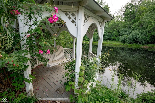 1188 Old Eagle Way, Greenwood, IN 46143 - wooden terrace featuring a water view