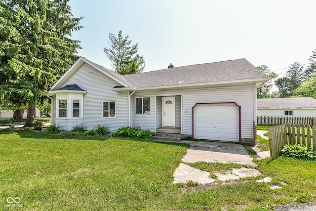 402 E 4th St, Sheridan, IN 46069 - view of front of house with a garage, driveway, a chimney, and a shingled roof