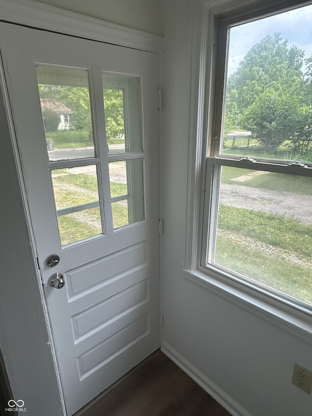 330 S Butler Ave, Indianapolis, IN 46219 - doorway to outside featuring healthy amount of natural light and dark wood-style floors