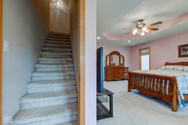 8371 N 400 W, Fairland, IN 46126 - staircase with carpet, a ceiling fan, and recessed lighting
