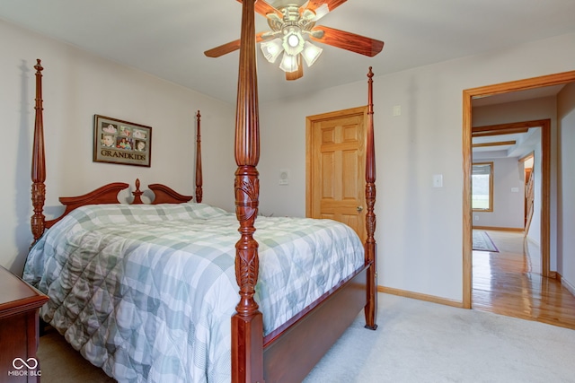 8371 N 400 W, Fairland, IN 46126 - bedroom with baseboards, carpet floors, and ceiling fan