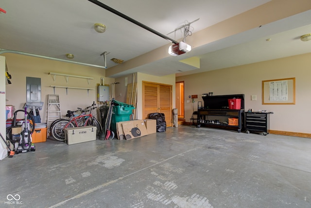 8371 N 400 W, Fairland, IN 46126 - garage with electric panel and a garage door opener