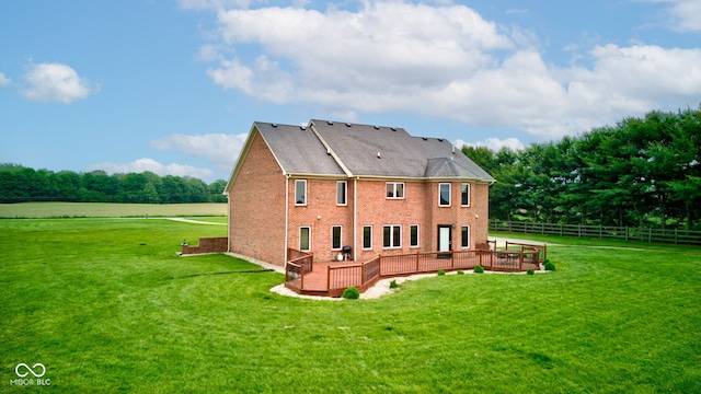 8371 N 400 W, Fairland, IN 46126 - rear view of property with brick siding and a wooden deck