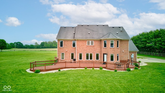 8371 N 400 W, Fairland, IN 46126 - rear view of house featuring brick siding, a deck, and a patio area