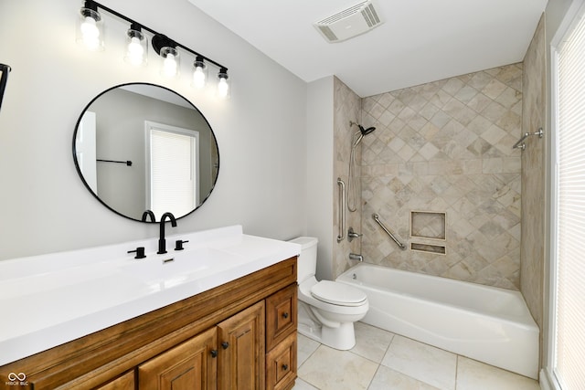 1053 Millwood Ct Unit 3, Indianapolis, IN 46260 - bathroom with vanity, toilet, washtub / shower combination, and tile patterned floors