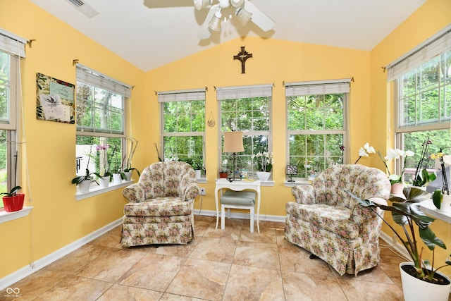 2805 Rylee Ct, Greenwood, IN 46143 - sunroom with vaulted ceiling, plenty of natural light, tile patterned floors, and baseboards