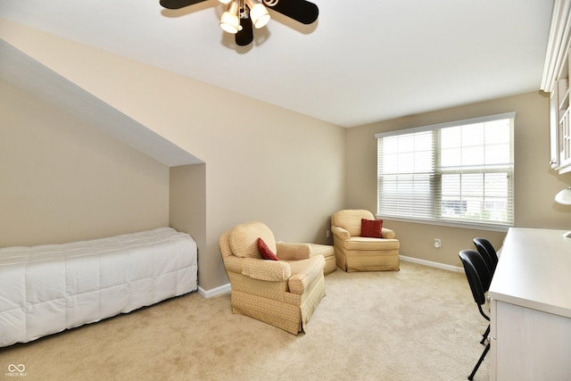 2805 Rylee Ct, Greenwood, IN 46143 - bedroom featuring light carpet, baseboards, and a ceiling fan