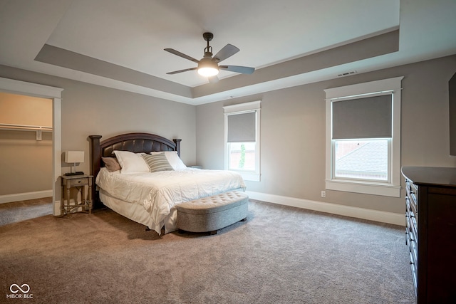 1512 Bellefontaine St, Indianapolis, IN 46202 - carpeted bedroom featuring a tray ceiling, baseboards, and multiple windows