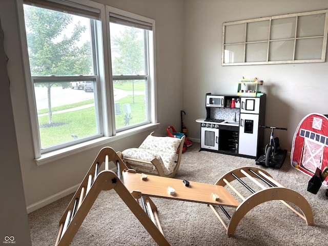 5702 Deer Valley Ct, Columbus, IN 47201 - recreation room with plenty of natural light, carpet floors, and baseboards
